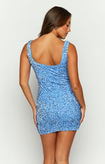 Charming Blue Sequin Mini Dress Image