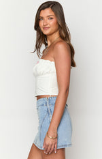 Cherise White Strapless Crop Top Image