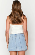 Cherise White Strapless Crop Top Image