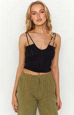 Chloe Black Knit Crop Top Image