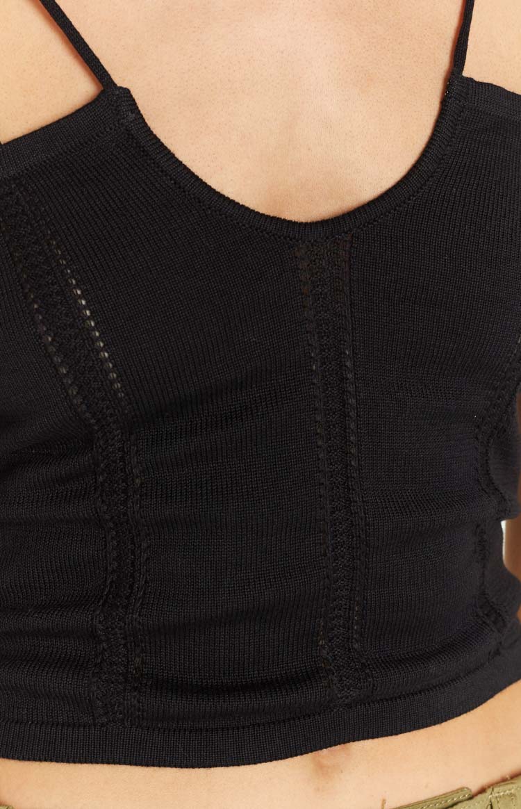 Chloe Black Knit Crop Top Image