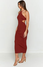 Christina Rust Halter Rib Maxi Dress Image