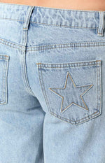 Clara Star Light Wash Denim Low Rise Jeans Image