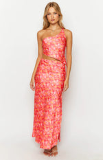 Claudi Orange And Pink Satin Maxi Skirt Image