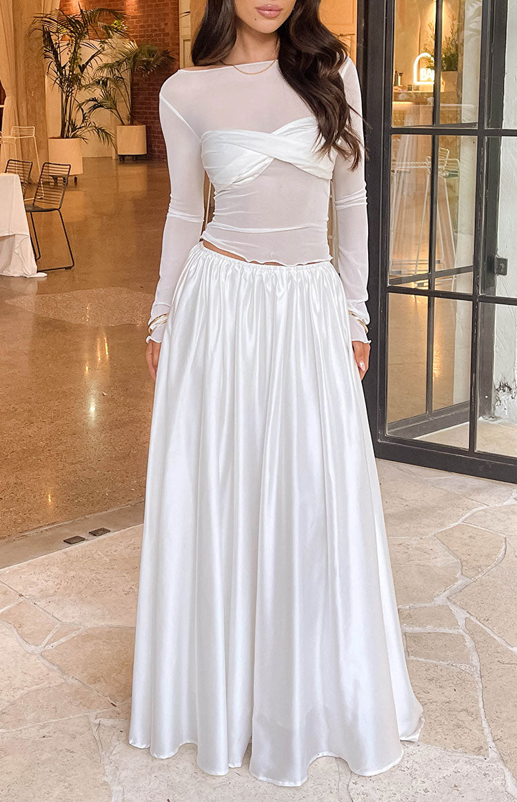 Clementine White Maxi Skirt Image