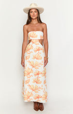 Coen Orange Floral Strapless Maxi Dress Image