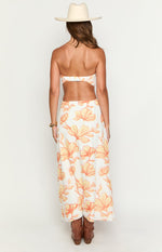 Coen Orange Floral Strapless Maxi Dress Image