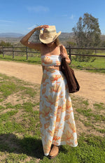 Coen Orange Floral Strapless Maxi Dress Image