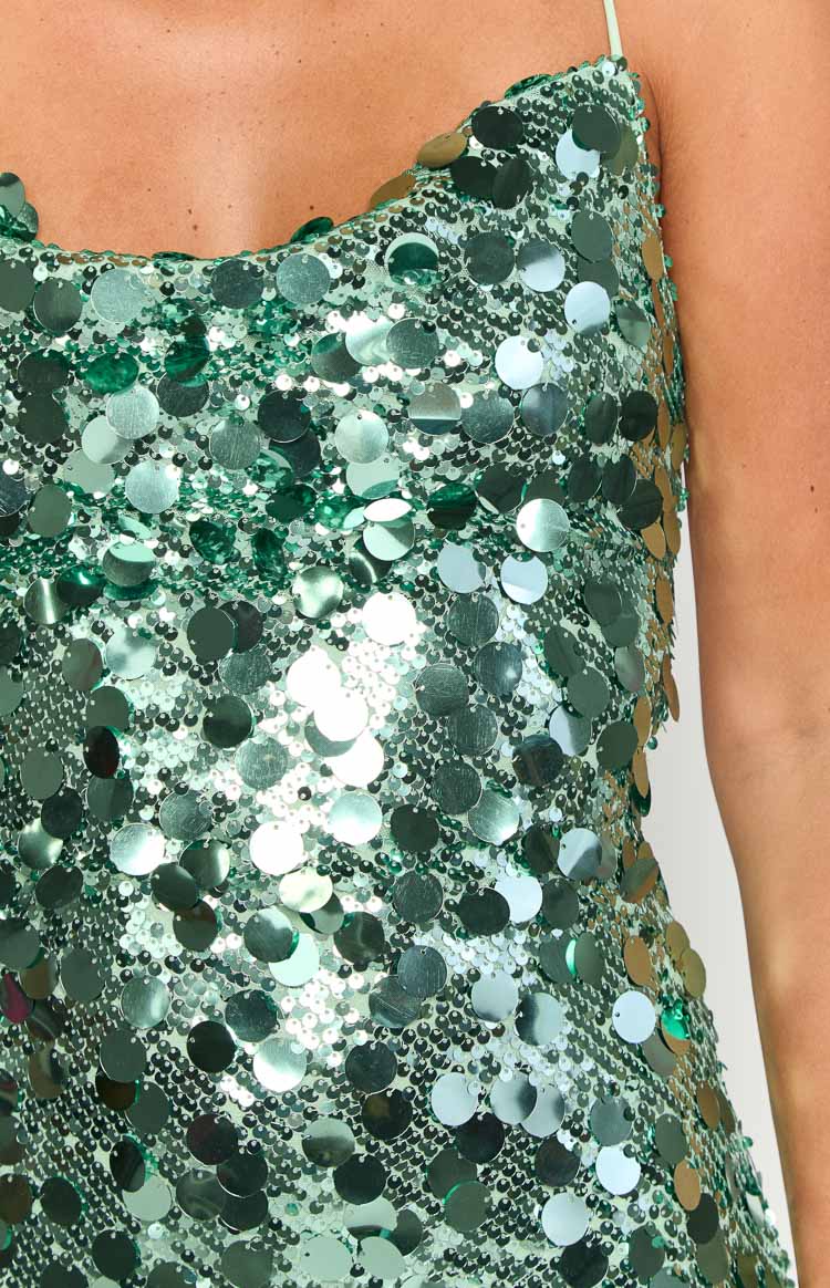 Come And Get It Aqua Sequin Party Mini Dress Image