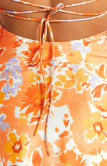 Come And Get It Orange Floral Party Dress Image