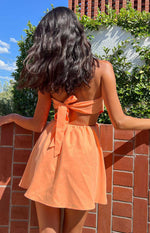 Cora Orange Tie Back Mini Dress Image