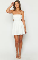 Cora White Tie Back Mini Dress