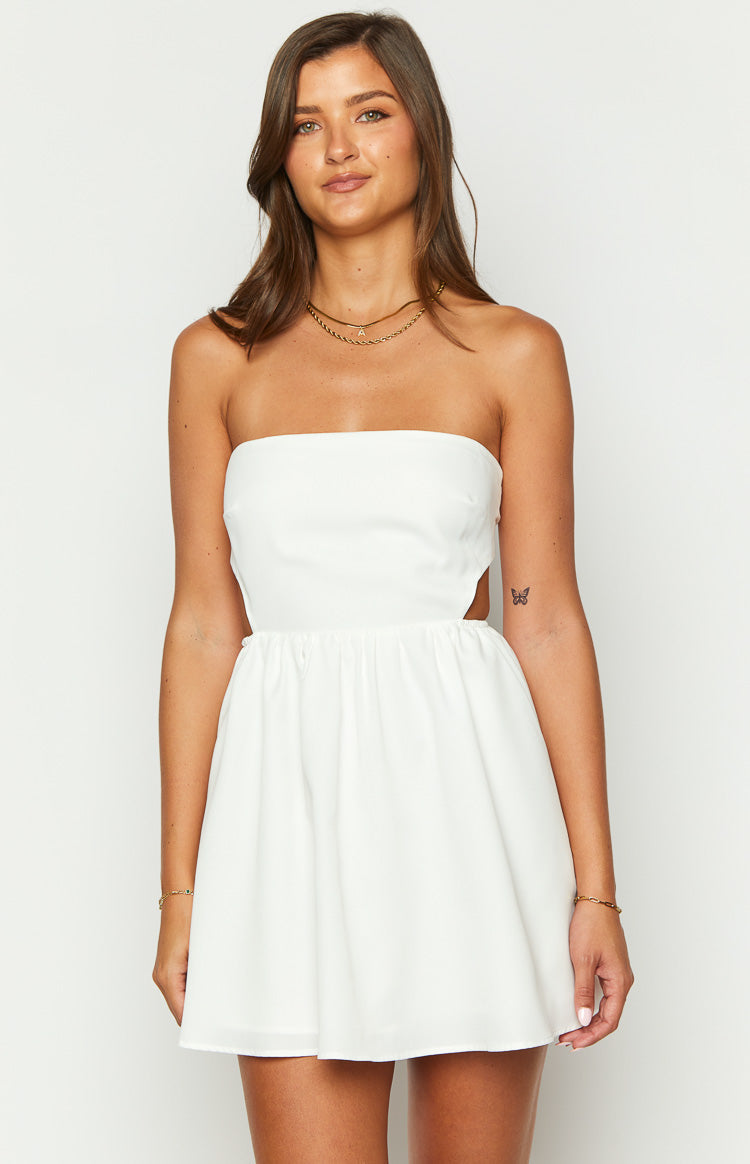 Cora White Tie Back Mini Dress Image