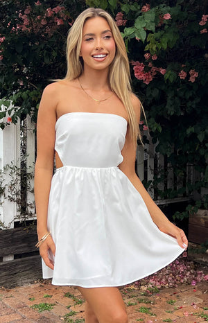 Cora White Tie Back Mini Dress