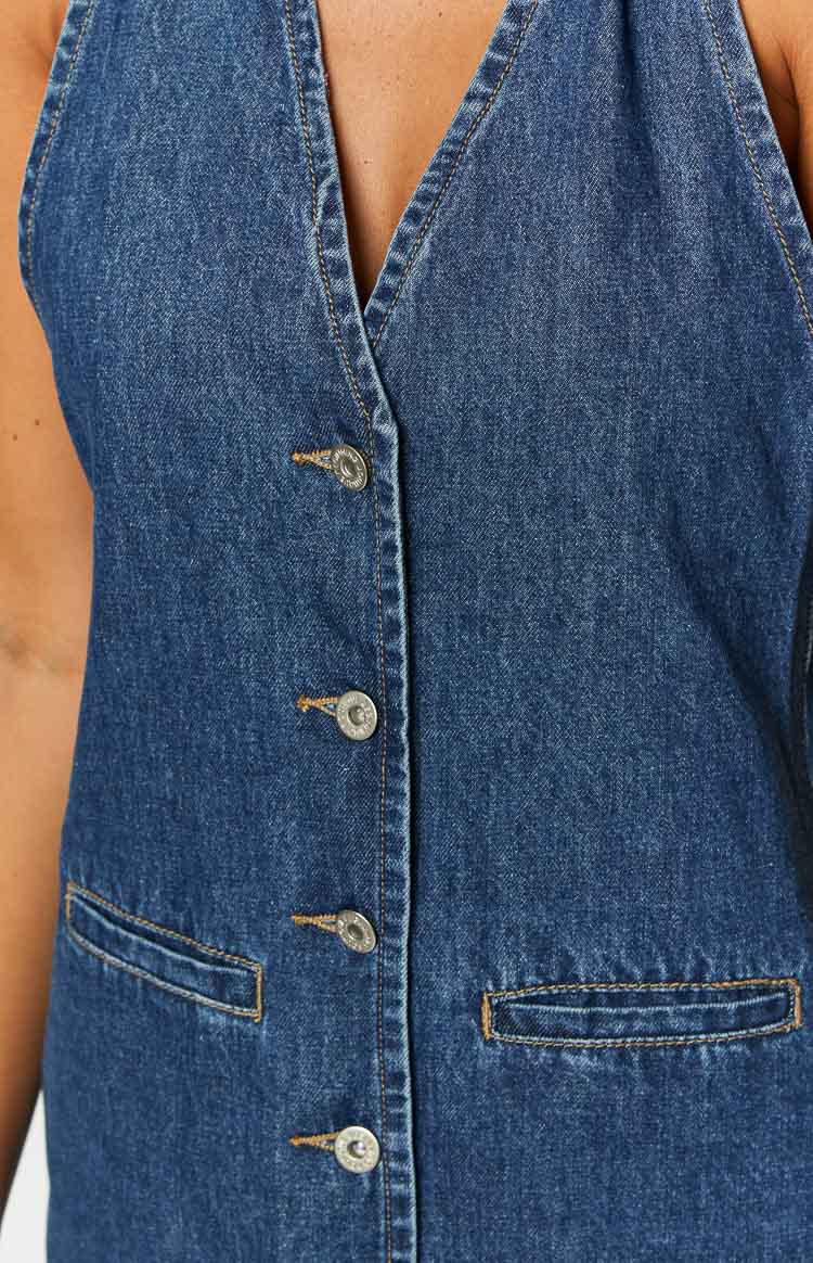 Corbin Denim Halter Neck Mini Dress Image