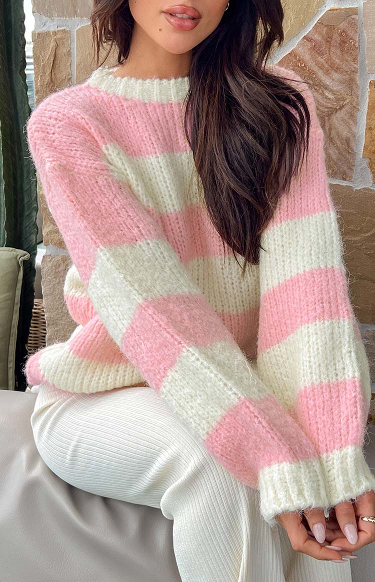 Cotton Candy Pink Stripe Knit Jumper Image