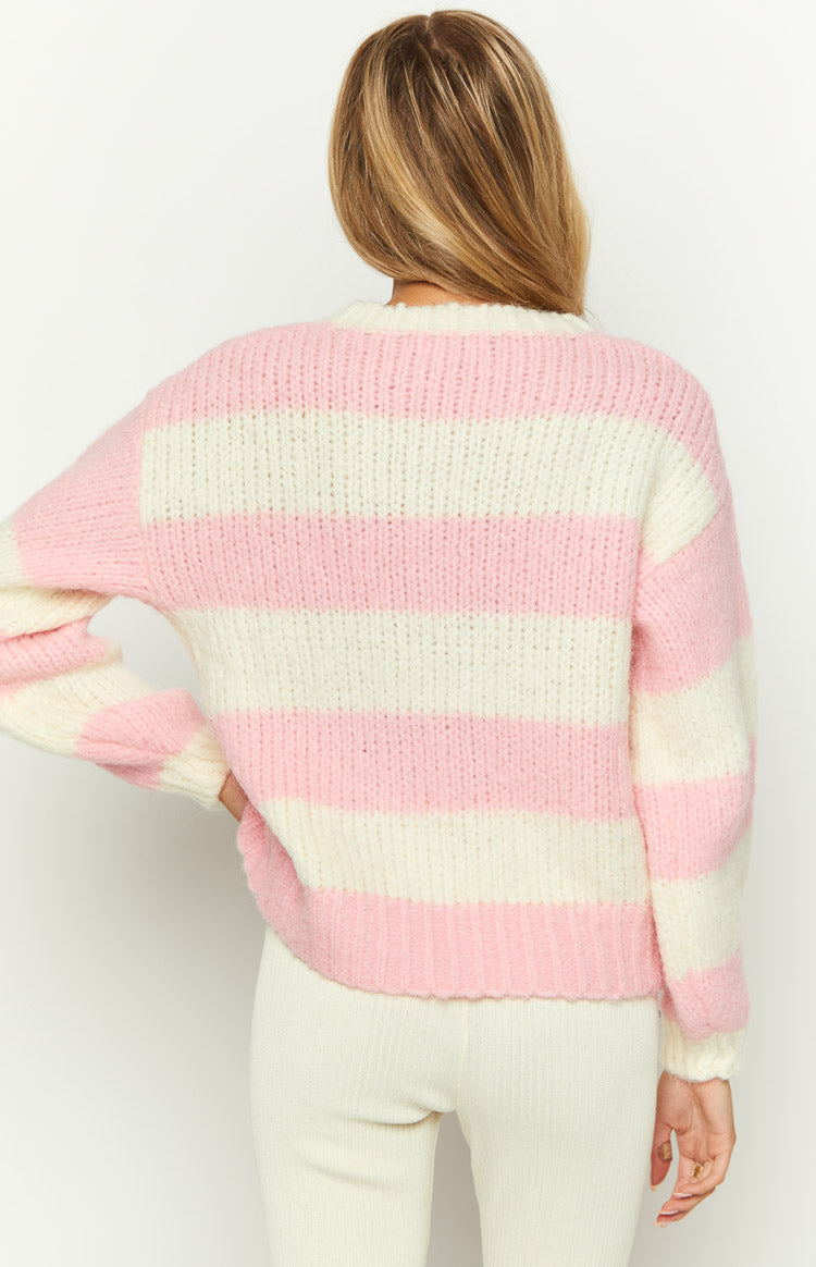 Cotton Candy Pink Stripe Knit Jumper Image