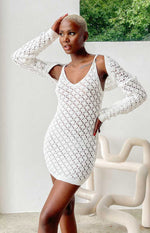 Courtney White Knit Mini Dress Image