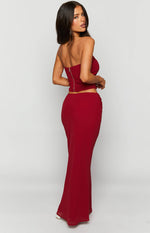 Crimson Rose Red Lace Maxi Skirt Image