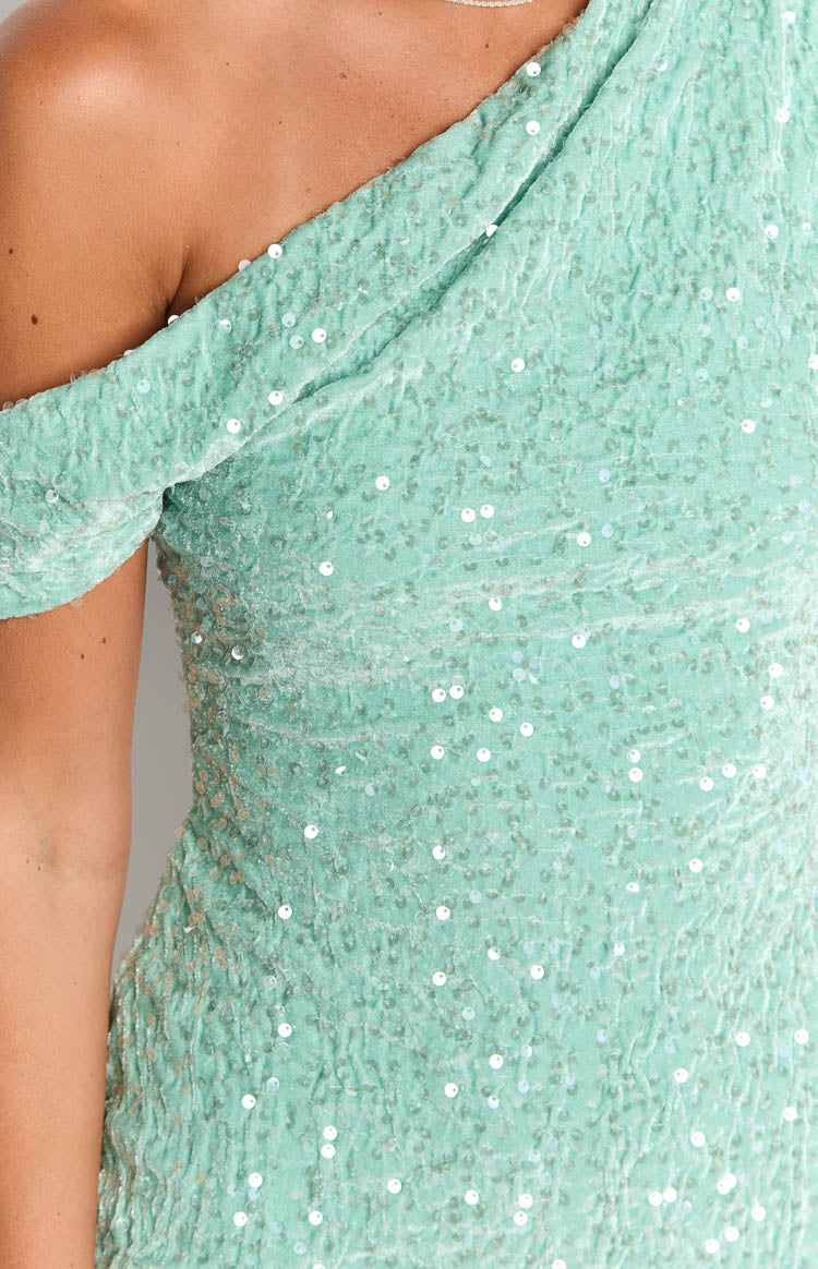 Dayton Teal Sequin Mini Dress Image