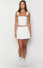 Deluca White Pleated Mini Skirt Image