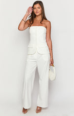 Dien White Strapless Button Up Top Image