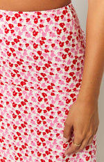 Dahlia Pink And Red Speckled Maxi Skirt Image