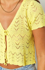 Dahlia Yellow Front Tie Cardigan Image