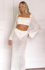 Dally White Crochet Maxi Skirt Image