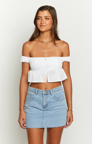 Dandi White Off The Shoulder Crop Top