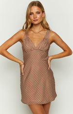 Daphne Chocolate Chiffon Mini Dress Image