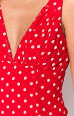 Daphne Red Polka Dot Mini Dress Image