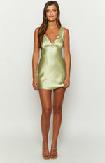 Daphne Sage Satin Mini Dress Image