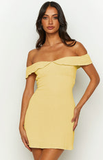 Daydreaming Yellow Off Shoulder Mini Dress Image