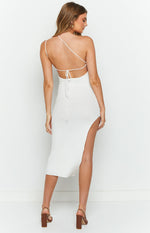 Delaney White Knit Midi Dress Image