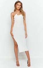 Delaney White Knit Midi Dress Image