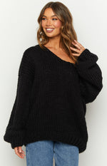 Delvey Black Chunky Knit Sweater Image