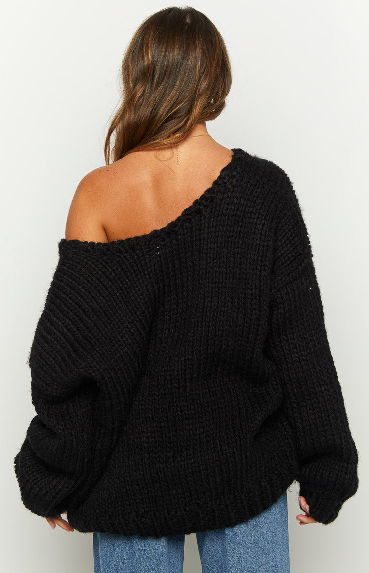 Delvey Black Chunky Knit Sweater Image