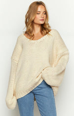 Delvey Cream Chunky Knit Sweater Image