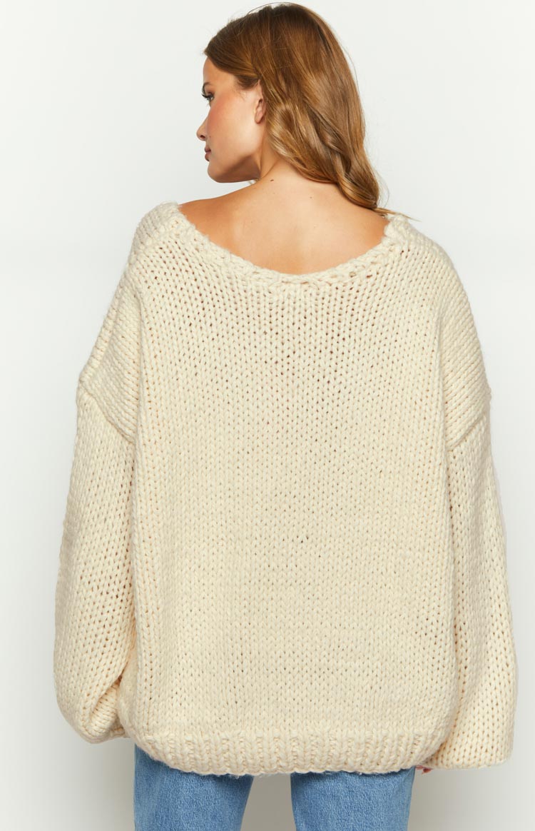 Delvey Cream Chunky Knit Sweater Image