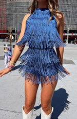 Demie Blue Tassel Playsuit Image