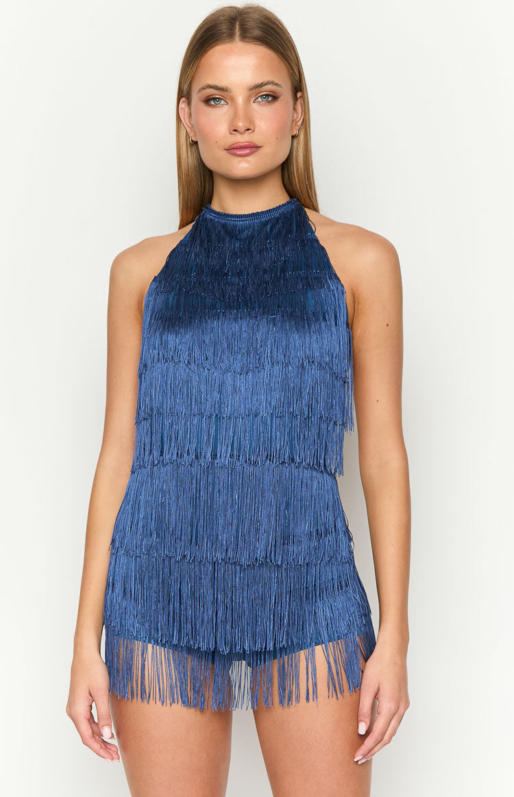 Demie Blue Tassel Playsuit Image