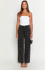 Denim Dazzle Pearl Black High Waisted Jeans Image