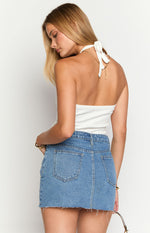 Denim Dazzle Pearl Mid Wash Mini Skirt Image