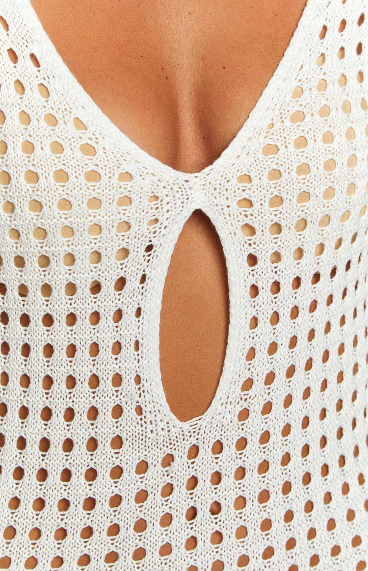 Destinations White Crochet Long Sleeve Maxi Dress