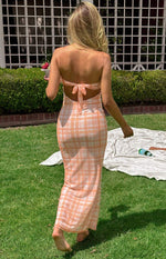 Diane Orange Check Midi Dress Image