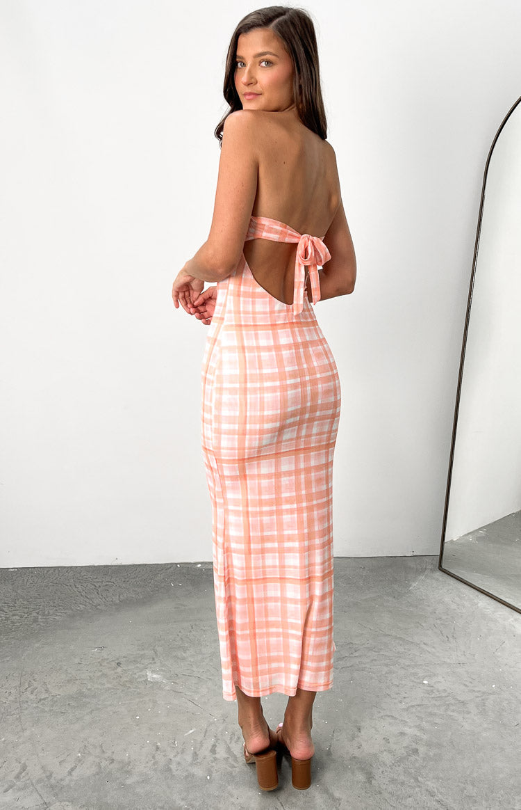 Diane Orange Check Midi Dress Image