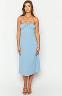 Dion Blue Strapless Midi Dress