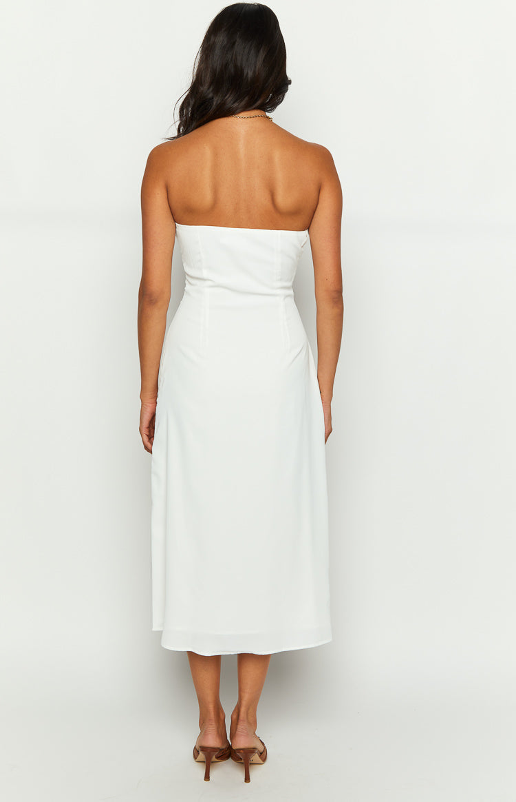 Dion White Strapless Midi Dress Image