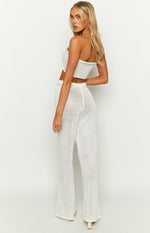 Disco White Sequin Knit Pants Image